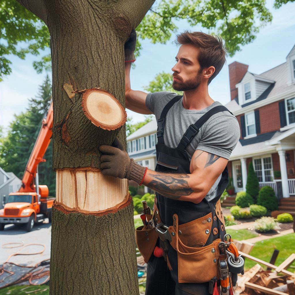 Alabama Homeowner's Guide to Tree Maintenance Blog Article - Arborist performing maintenance on a tree in a Alabama home's yard